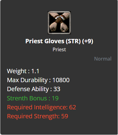 Priest Gloves +9 (STR)
