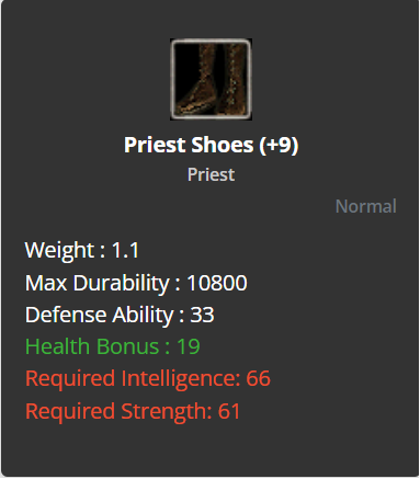 Priest Shoes +9 (HP)
