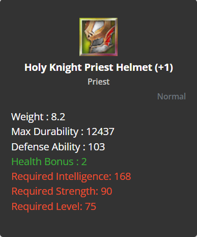 Holy Knight Priest Helmet +1