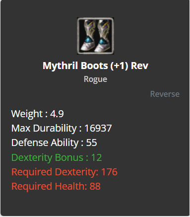 Mythril Boots +1 (Reverse)