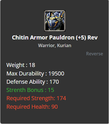 Chitin Armor Pauldron +5 (Reverse)