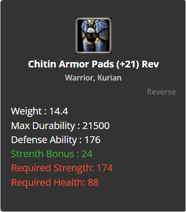 Chitin Armor Pads +21 (Reverse)