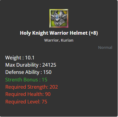 Holy Knight Warrior Helmet +8